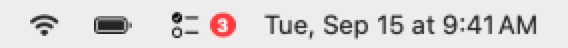 The OpenTask menu bar icon with its over-target badge